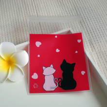 100pcs Lovely Cat Party Cookies Biscuits Bags Self-adhesive Wedding Cellophane Bag Cake Candy Gift Bags 2024 - buy cheap