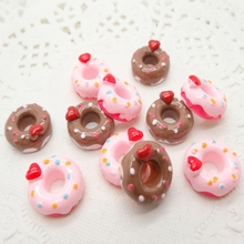 Hot Sale For Diy Decoration 20pcs 14mm Kawaii Flat Back Resin Cabochon Donut Food 2024 - buy cheap