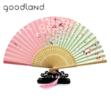 Free Shipping 1pcs Fashion Chinese Japanese Folding Fan Sakura Cherry Blossom Pocket Hand Fan Summer Art Craft Gift 2024 - купить недорого