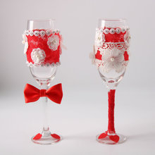 Conjunto de óculos de noiva/casamento, com renda vermelha ou cristal, 1 peça 2024 - compre barato