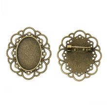 New  Cameo Frame Brooches Findings Oval Antique Bronze Cabochon Settings(Fit 25mm x 18mm)4cm x 3.4cm,10 PCs 2024 - buy cheap