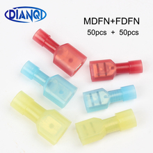 50pairs MDFN+FDFN1.25-250 2-250 5.5-250 NYLON brass Male Female male Insulated Spade joint Connector Crimp Terminal Connectors 2024 - buy cheap