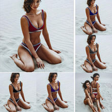 Sexy Padded Bra Solid Bikini Set Swimsuit Women Bandage Push-up Triangle Swimwear Bather Suit Swimming Suit 2024 - купить недорого