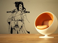 Decoración artística de pared para habitación, Mural pegatina de vinilo para, calcomanía Pin Up Geisha Assassin, calcomanías para el hogar de gran tamaño, papel tapiz de chica Kungfu D318 2024 - compra barato