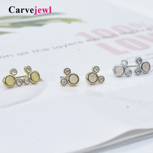 Carvejewl cute bear stud glass cat's eye crystal rhinestone stud earrings for women jewelry new fashion Korean earrings 2019 hot 2024 - buy cheap