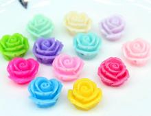 250pcs sale 14mm Rose Resin Flower Cabochons with holes colorful flowers cabochon mix color 2024 - buy cheap