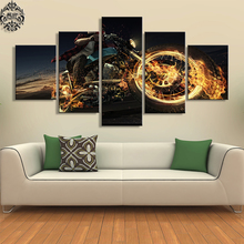 Wall Art Painting Poster 5 Pieces Modern Home Decor For Living Room The Motorcycle Canvas Printed Pictures Artwork Cuadros Frame 2024 - buy cheap