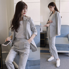 Women's suits thickened small suit trousers two sets of women 2019new autumn and winter OL women's casual solid color wild loose 2024 - buy cheap