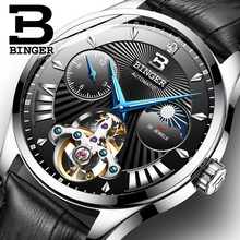 Швейцарские механические мужские часы Binger, Роскошные мужские часы-скелетоны, автоматические наручные часы, водонепроницаемые мужские часы 2024 - купить недорого
