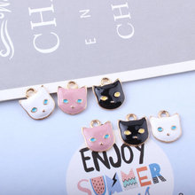 Wholesale 100pcs Enamel Alloy Charms Gold Tone Oil Drop Kawaii Animal Cat Head Oil Drop Floating Pendant Charms Earring Pendants 2024 - buy cheap