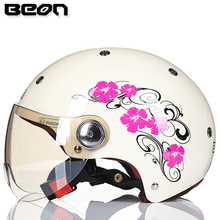 BEON motorcycle helmets retro vintage jet helmet capacete motoqueiro casco with dual lenses open face Motorcycle Helmet B103 2024 - buy cheap