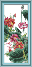 The lotuses cross stitch kit 14ct 11ct count print canvas stitching embroidery DIY handmade needlework 2024 - buy cheap