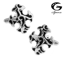 iGame Vintage Cuff Links Black Color Retro Cross Design Copper Material Free Shipping 2024 - buy cheap
