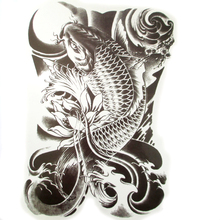 Tatuajes de carpa grande para hombre y mujer, tatuajes temporales impermeables de peces grandes, tatuajes falsos, 34x48cm 2024 - compra barato