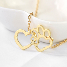 Fashion Dog Cat Paw Heart Pendant Necklaces For Women Gold Chain Necklace Hollow Wholesale Loves Animals Jewelry Collier 2024 - buy cheap