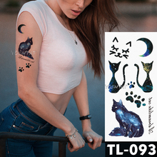 Переводная временная татуировка-наклейка в виде ночной звезды, кошки, Милая блестящая татуировка, боди-арт, водостойкая имитация мигающей татуировки для мужчин и женщин 2024 - купить недорого