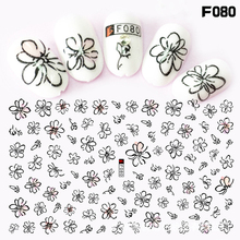 New Black Pink Flower Design Nail Decals 3D Nail Art Decorations Tools Fingernail Nail Stickers 2018 Nails Manicure Decal Wraps 2024 - buy cheap