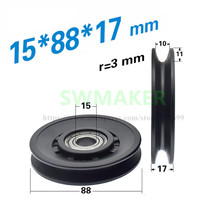 1pcs 15*88*17mm 6202 bearing wrapped pulley, nylon, 9cm fitness equipment, 6mm wire rope crane, U groove guide wheel 2024 - buy cheap
