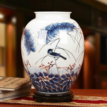 Jingdezhen High-grade Hand Painted Reed Bird Flower Vase Home Decoration Tabletop Porcelain Vase 2024 - buy cheap