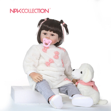 NPKCOLLECTION Silicone Reborn Baby Doll Playmate Gift For Girls 58cm Baby Doll Alive Soft Toys For Bouquets Doll Bebes Reborn 2024 - buy cheap