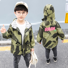 Cotton boy coat  2-9 years old Hooded trench Graffiti print coat kids spring autumn children's outwear Camouflage Windbreaker 2024 - buy cheap