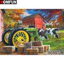 HOMFUN-pintura de diamante redondo/cuadrado completa, cuadro artesanal 5D, punto de cruz bordado de paisaje de coche, regalo de decoración del hogar A09181 2024 - compra barato