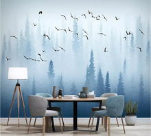 beibehang Custom wallpaper 3d mural Nordic pine forest bird blue modern minimalist TV background wall paper 3d papel de parede 2024 - buy cheap