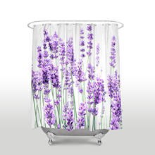 New Arrival Waterproof Lavender Shower Curtain with Hooks Polyester Fabric Flower Pattern Bathroom Curtains for Home Decor 2024 - buy cheap