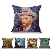 Vincent Van Gogh Self-portrait Sunflower Starry Night Oil Painting Masterpieces Home Art Decoration Throw Pillow Cushion Cover 2024 - buy cheap