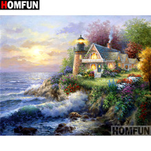 HOMFUN Full Square/Round Drill 5D DIY Diamond Painting "Lighthouse landscape" Embroidery Cross Stitch 3D Home Decor Gift A11071 2024 - buy cheap