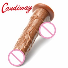 Vibrador realista flexível texturizado para pênis, com ventosa marrom, masturbação feminina, ponto g, brinquedo sexual para mulheres 2024 - compre barato