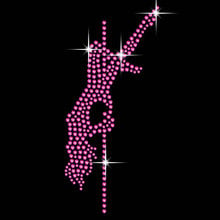 2pc/lot Pink Pole Dancer Rhinestone Applique hot fix rhinestone applique designs iron on transfer hot fix iron on for shirt 2024 - buy cheap