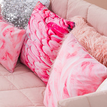 Двусторонняя розовая наволочка с принтом перьев, наволочка для дивана, декоративная Дамская наволочка, чехол для поясничной подушки, Декор 2024 - купить недорого