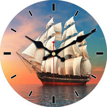 WONZOM barco de vela estilo moderno reloj de cartón de madera moderno, reloj de pared redondo para decoración del hogar sala de estar sin sonido de tictac 2024 - compra barato