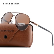 BRAND DESIGN Pilot Polarized Sunglasses for Men Vintage Classic Metal Frame Mens Driving Sunglasses Brown Male gafas de sol 2024 - buy cheap