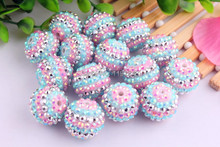 Garantia vita esferas de strass, bola de resina volumosa cores 20mm 100 prata/rosa espessura para crianças meninas fazer joias 2024 - compre barato