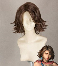 Final Fantasy FF10 X2 Yuna Short Brown Styled Heat Resistant Hair Cosplay Costume Wig + Free Wig Cap 2024 - buy cheap