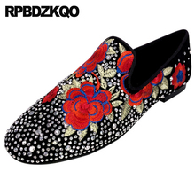 Rebite tamanho grande 11 flor apartamentos mocassins strass parafuso prisioneiro chinês sapatos bordados 12 44 luxo bordado prata diamante mulher 2024 - compre barato