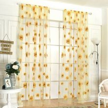 200cm x 95 cm Fashion Sunflowers Printed Sheer Window Panel Curtain For Kitchen Living Room Voile Screening Panel 2024 - buy cheap