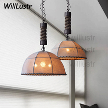 Willlustr-lámpara colgante de tela de lino para hotel, restaurante, cafetería, bar, sala de estar, luz de suspensión americana, iluminación de tela 2024 - compra barato