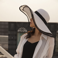 Chapéu de sol duradouro, moda coreana, grande, bonito, proteção solar, protetor solar, uso ao ar livre, feminino, praia, palha 2024 - compre barato