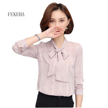 FEKEHA Women Office Shirt Blouse Long Sleeve Chiffon Blouse Ladies Clothing Female Blusas White Black Women Tops Work Wear 2024 - buy cheap