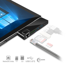 USB 3,0 кардридер hub 1000Mb Gigabit Ethernet адаптер для SD/TF micro SD для Microsoft Surface Pro 3/Pro 4/Pro 5/Pro 6 2024 - купить недорого