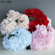Cabezas de flor Artificial de hortensia grande, ramo de plantas para el hogar, Decoración de mesa de fiesta, flor francesa de siete púas 2024 - compra barato