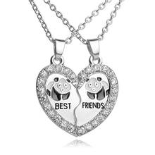 Best Friends Crystal Necklace BFF 2 Part Broken Heart-shaped Pendant Animal Panda Sign Silver-plated Necklace Friendship Jewelry 2024 - buy cheap