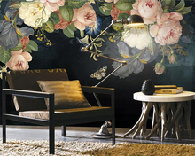 Beibehang-papel tapiz personalizado, pintura al óleo vintage, flor rosa, sofá, Fondo de TV, papel de pared, decoración del hogar, murales, papel tapiz 3d 2024 - compra barato