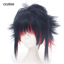 ccutoo 32cm/12.5" Male's Black Red Mix Short Shaggy Layered Fluffy Synthetic Hair KILL la KILL Matoi Ryuko Cosplay Full Wigs 2024 - buy cheap