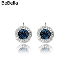 BeBella-pendientes redondos de princesa de cristal, joyería original de marca de moda para mujeres, niñas, regalo de navidad con cristales checos 2024 - compra barato