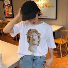 Vaporwave T Shirt Harajuku Ulzzang Tumblr Women TShirt Summer Funny Michelangelo Aesthetic Print T-shirt Streetwear Tops Tee 2024 - buy cheap