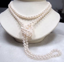 New (Min Order1) 7-8mm White Pearl Shell Necklace Pearl Jewelry Gift Rope Chain Pearl Beads Natural Stone 46inch (Min Order1) 2024 - buy cheap